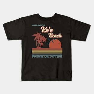 Ke'e Beach - Ke'e Beach Retro Sunset Kids T-Shirt